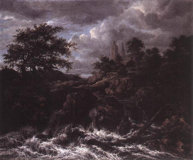 Jacob van Ruisdael Waterfall by Church Norge oil painting art